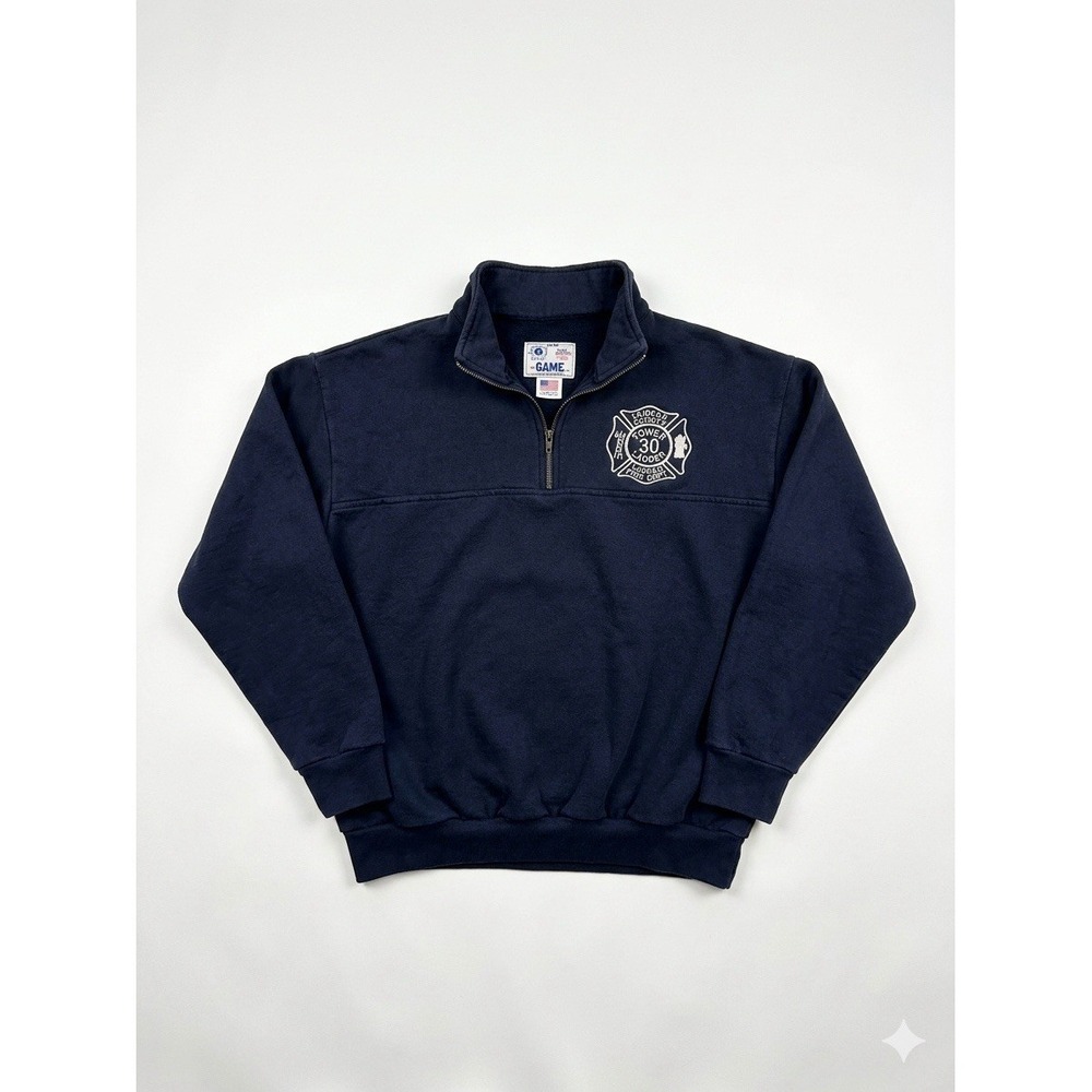 Game Workwear Mens Pullover Blue Sz XXL 1/4 Zip Fairfax Fire Dept USA Workwear